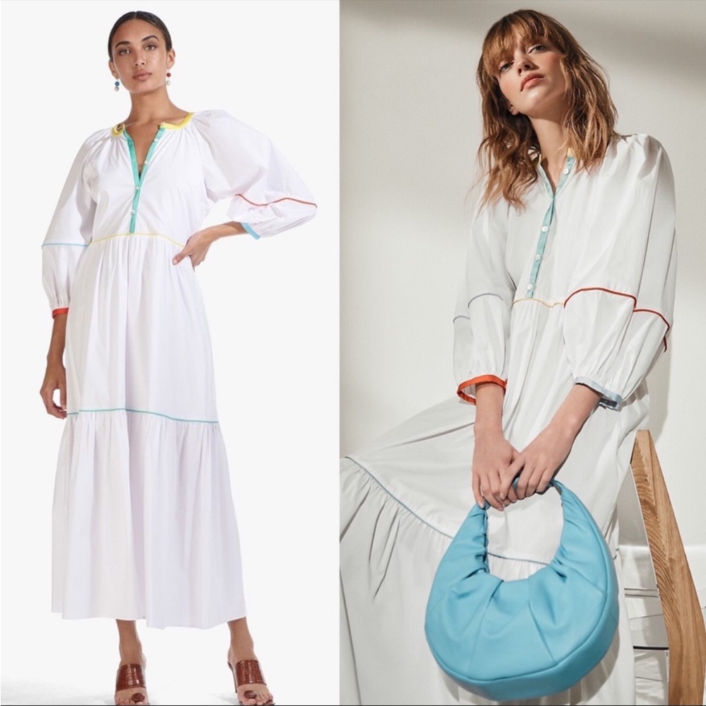 STAUD Demi maxi tiered white dress